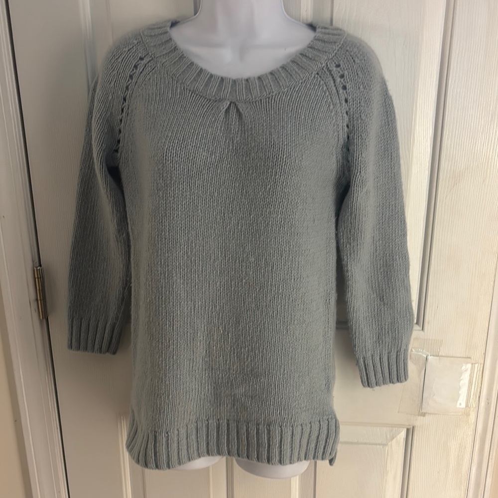 Lands' End Gray Crew Neck Sweater Timeless Design